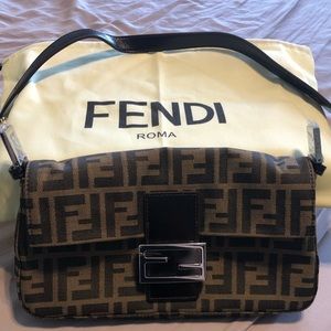 Fendi Zucca monogram logo baguette bag